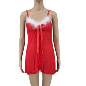 AVID Love Christmas Inspired Red Babydoll Negligee chemsie Lingerie